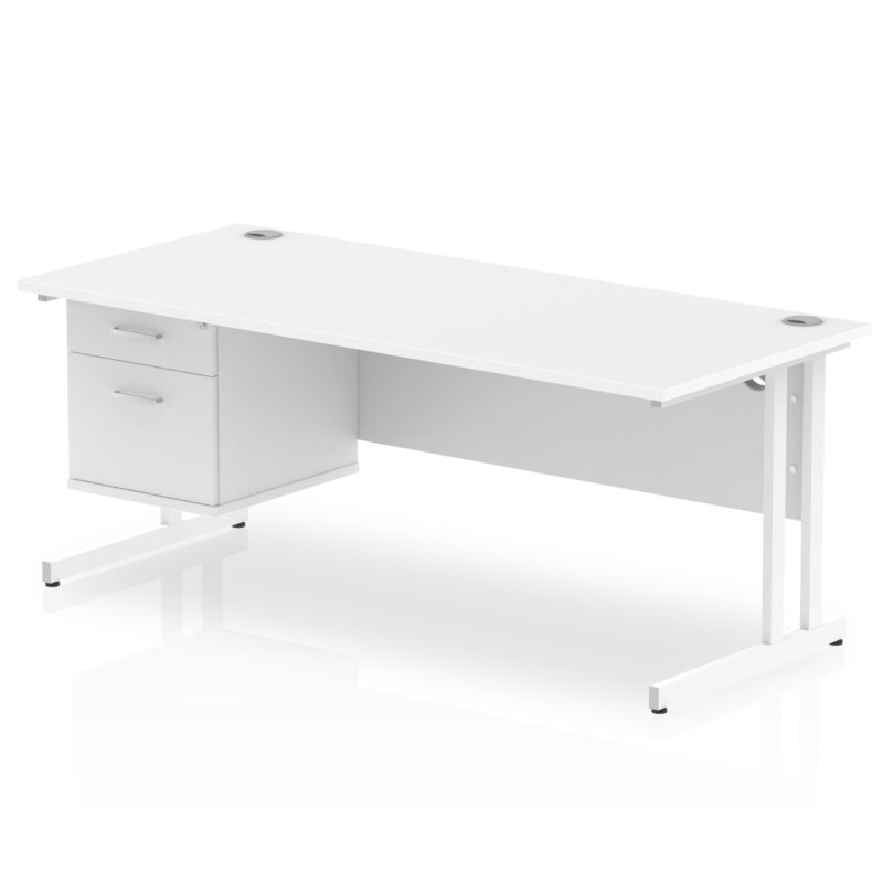 Impulse 1800mm Cantilever Straight Desk With Single Fixed Pedestal - Image 19