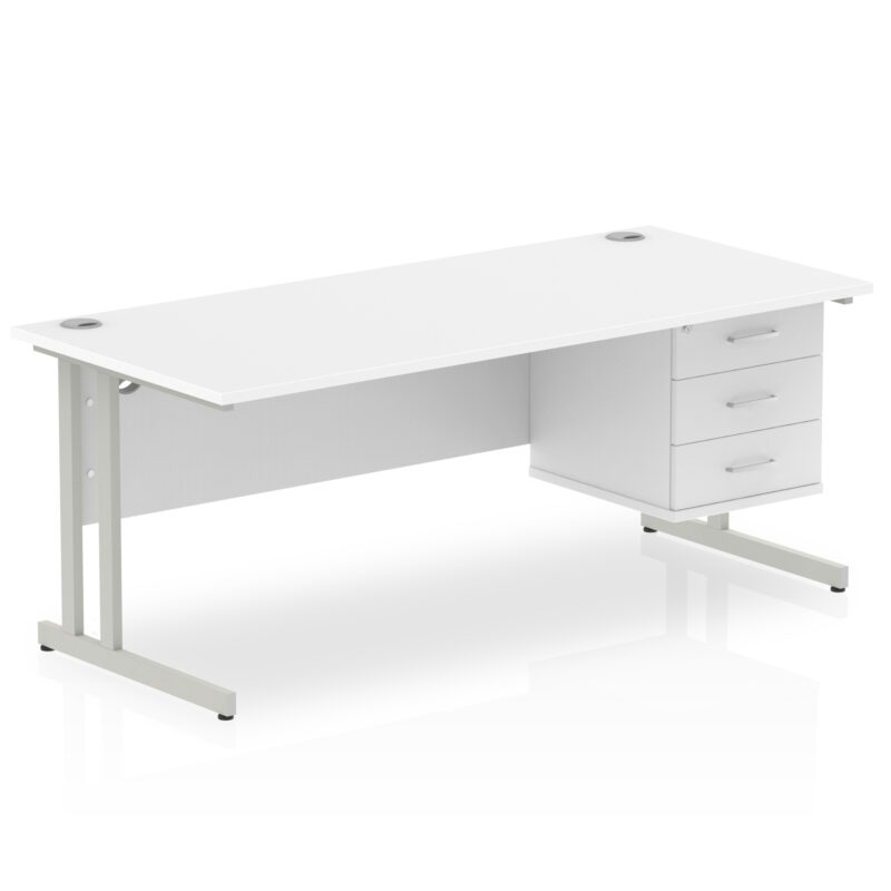 Impulse 1800mm Cantilever Straight Desk With Single Fixed Pedestal - Image 44