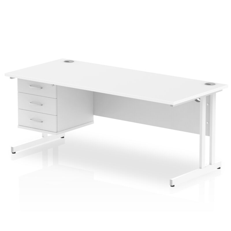Impulse 1800mm Cantilever Straight Desk With Single Fixed Pedestal - Image 21
