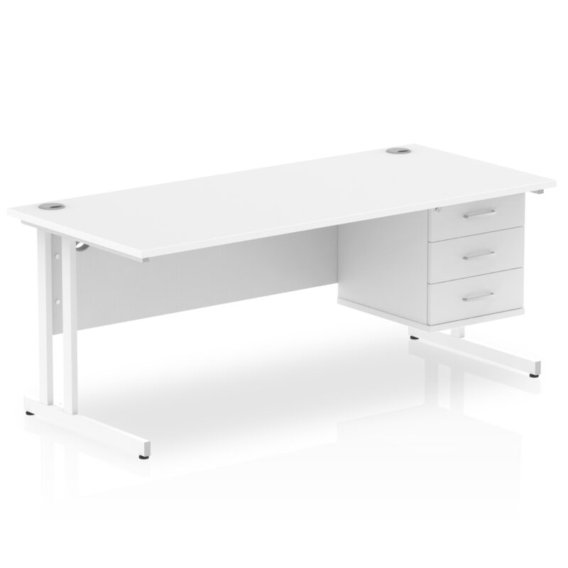 Impulse 1800mm Cantilever Straight Desk With Single Fixed Pedestal - Image 22