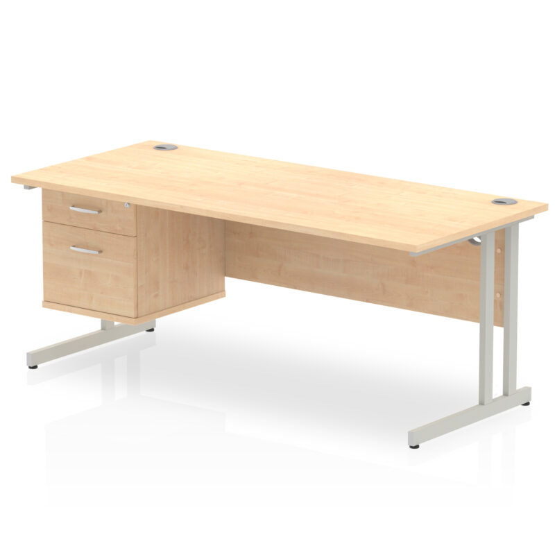 Impulse 1800mm Cantilever Straight Desk With Single Fixed Pedestal - Image 29