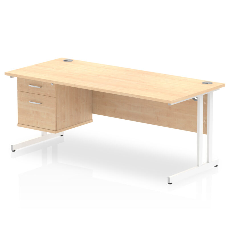 Impulse 1800mm Cantilever Straight Desk With Single Fixed Pedestal - Image 7