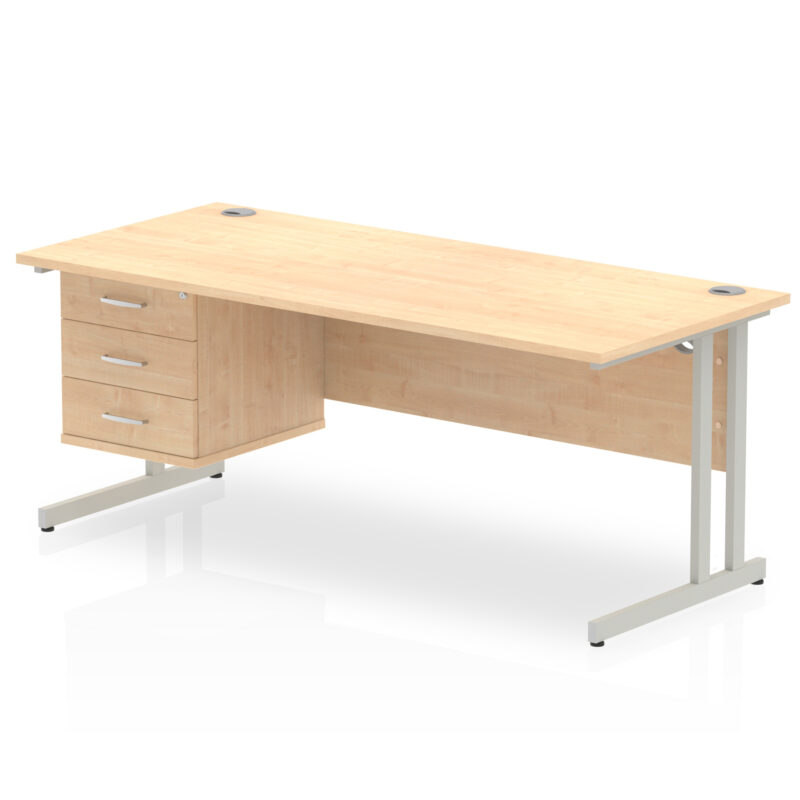 Impulse 1800mm Cantilever Straight Desk With Single Fixed Pedestal - Image 31