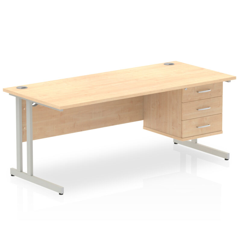 Impulse 1800mm Cantilever Straight Desk With Single Fixed Pedestal - Image 32