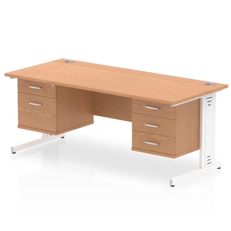 Impulse 1800mm Cable Managed Straight Desk With Two Fixed Pedestal - Image 25