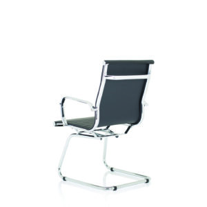 Nola Black Leather Cantilever Visitor Chair with Arms - Image 2