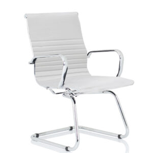 Nola Black Leather Cantilever Visitor Chair with Arms - Image 3