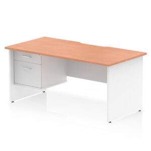 Impulse Scalloped Edge 1600mm Panel End Straight Desk With Single Fixed Pedestal - Image 9