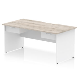 Impulse Scalloped Edge Panel End Straight Desk Frame With Two One Drawer Fixed Pedestals - Image 9