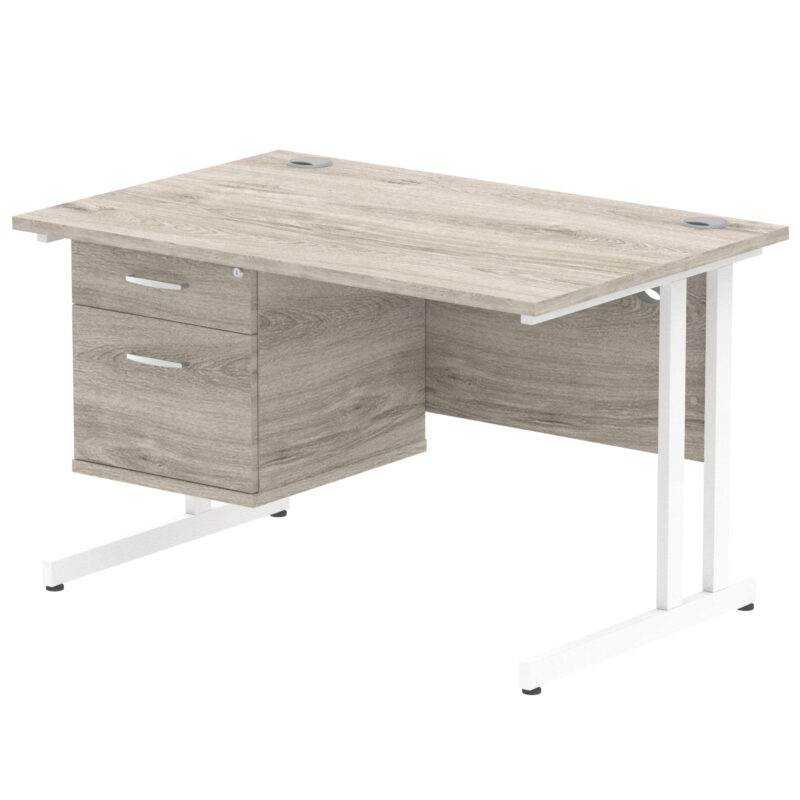 OE - Impulse 1200mm Cantilever Straight Desk With Single Fixed Pedestal - Image 4