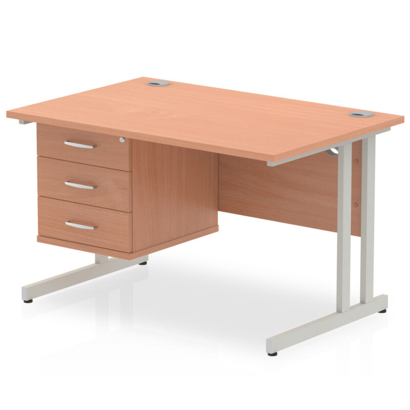 OE - Impulse 1200mm Cantilever Straight Desk With Single Fixed Pedestal - Image 7