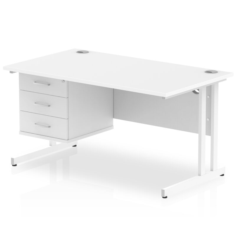 OE - Impulse 1400mm Cantilever Straight Desk With Single Fixed Pedestal - Image 16