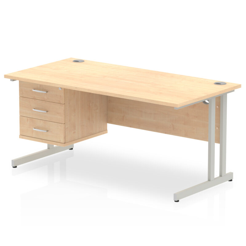OE - Impulse 1600mm Cantilever Straight Desk With Single Fixed Pedestal - Image 19