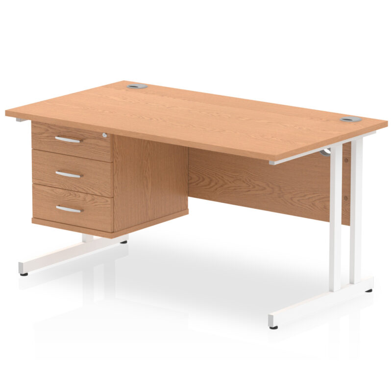 OE - Impulse 1400mm Cantilever Straight Desk With Single Fixed Pedestal - Image 24