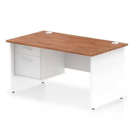 OE - Impulse 1400mm Panel End Straight Desk With Single Fixed Pedestal Two Tone